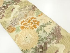 アンティーク　花鳥模様織出し丸帯（材料）